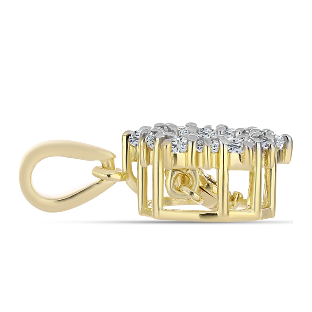 Kullattu hopeaRiipus Konjakin Värisellä Timantilla ja Valkoisella Topaasilla