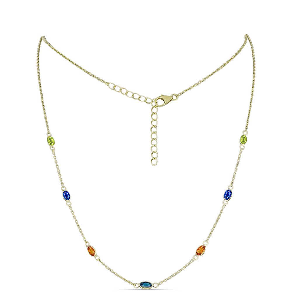 Kullattu hopeaKaulakoru Sateenkaarisafiirilla