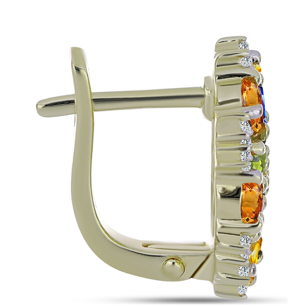 Kullatut hopeat Korvakorut Sateenkaarisafiirilla ja Valkoisella Topaasilla