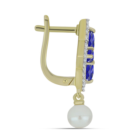 Kullatut hopeat Korvakorut Lapislatsulilla ja Makeanveden Valkoisella HelmellÀ