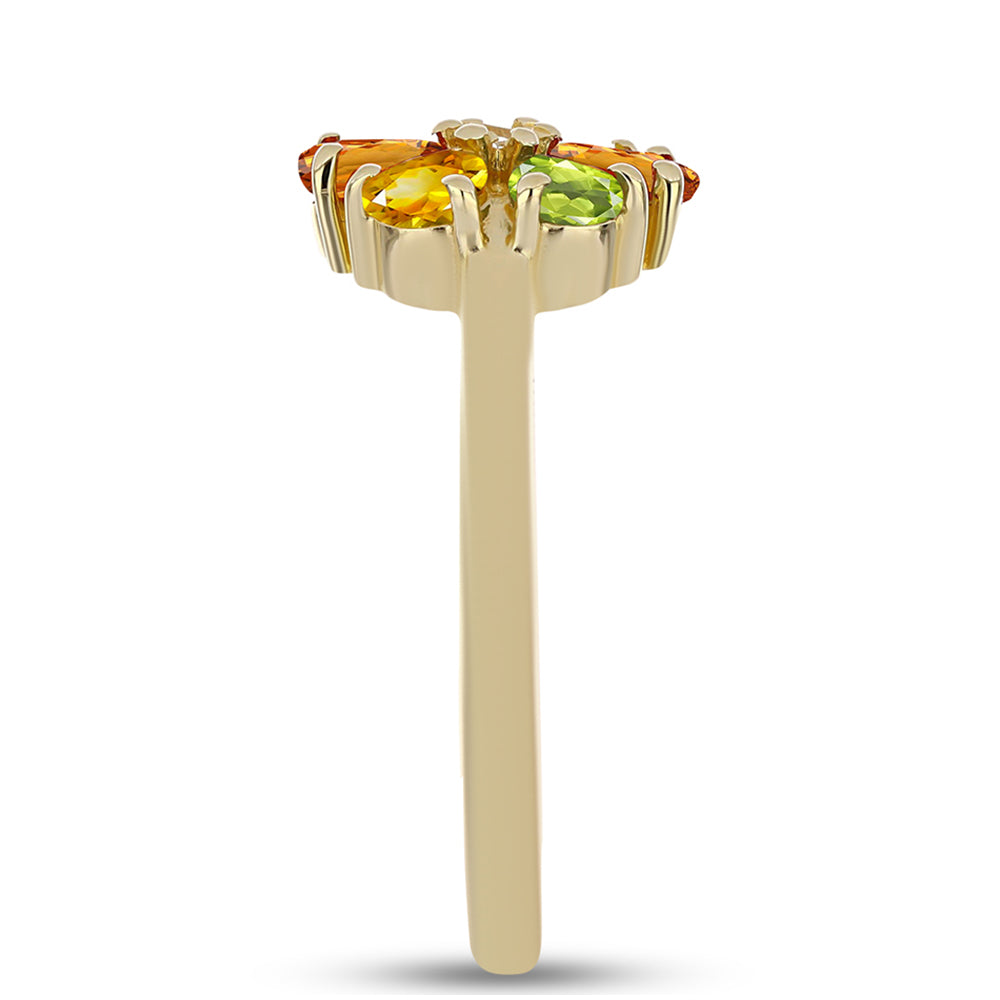 Kullattu hopeaSormus Sateenkaarisafiirilla ja Valkoisella Topaasilla