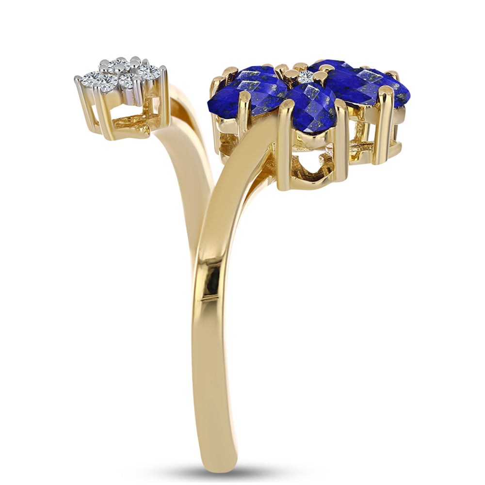 Kullattu hopeaSormus Lapislatsulilla ja Valkoisella Topaasilla