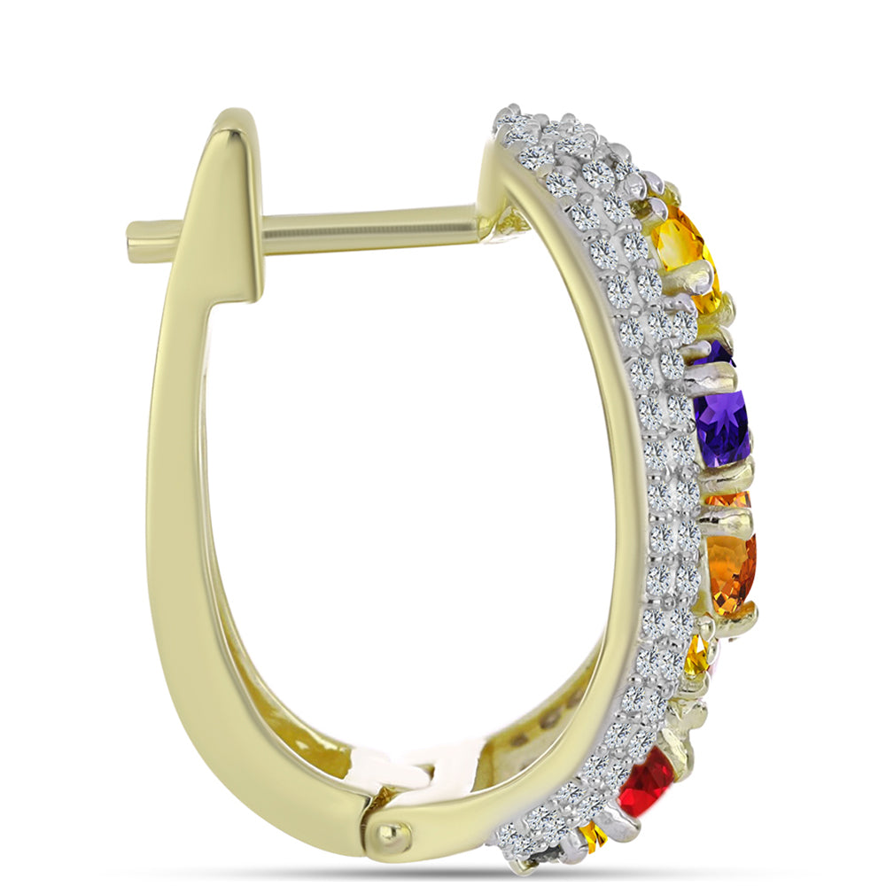 Kullatut hopeat Korvakorut Sateenkaarisafiirilla ja Valkoisella Topaasilla