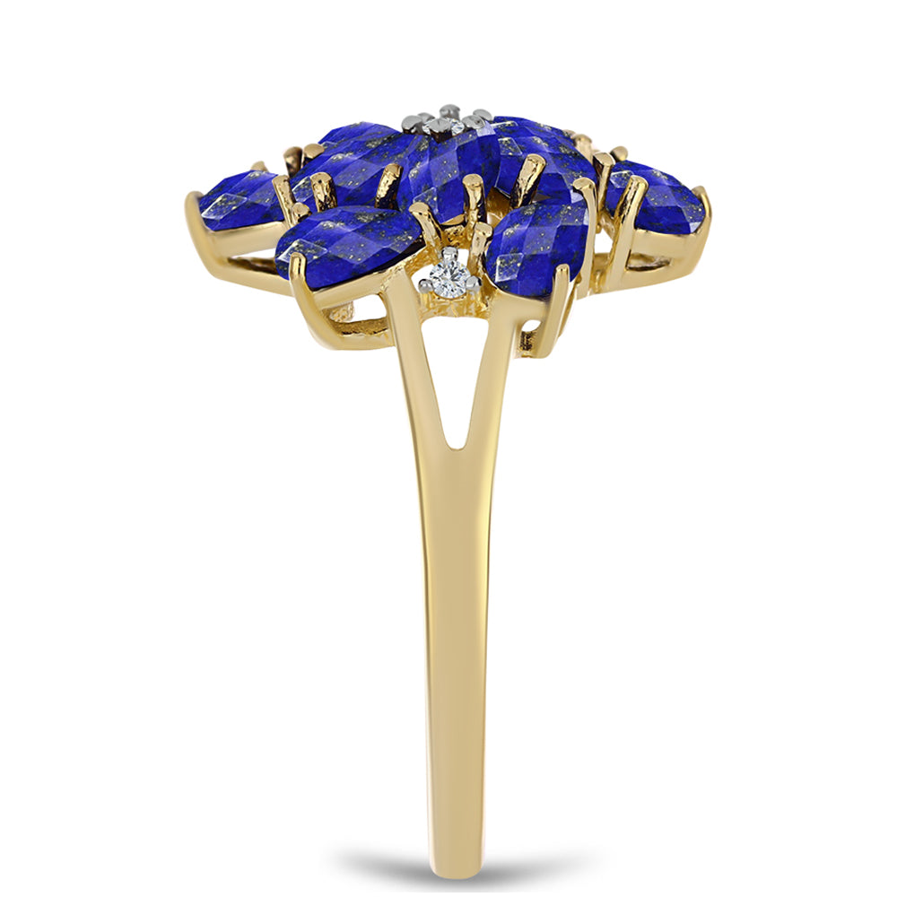 Kullattu hopeaSormus Lapislatsulilla ja Valkoisella Topaasilla