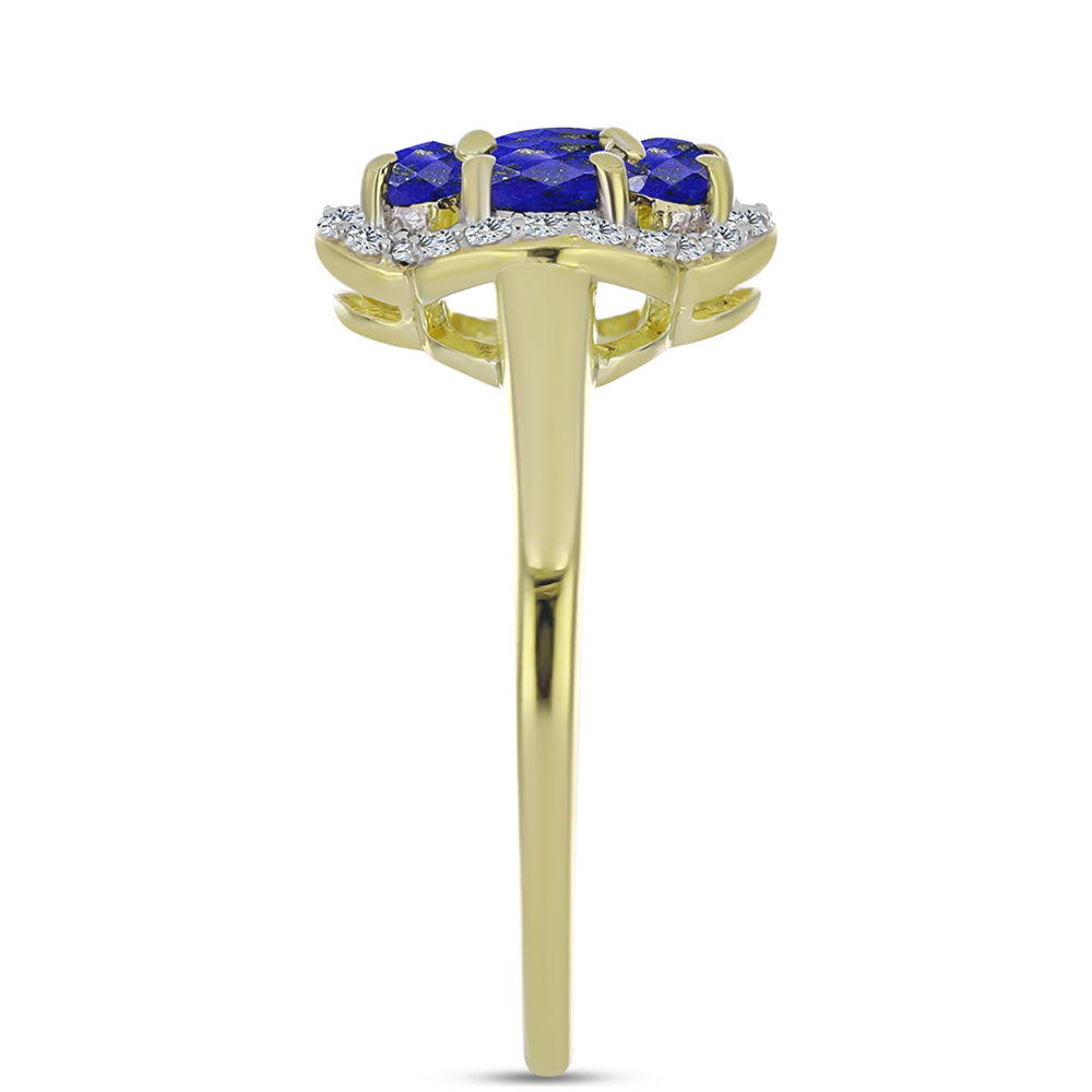 Kullattu hopeaSormus Lapislatsulilla ja Valkoisella Topaasilla