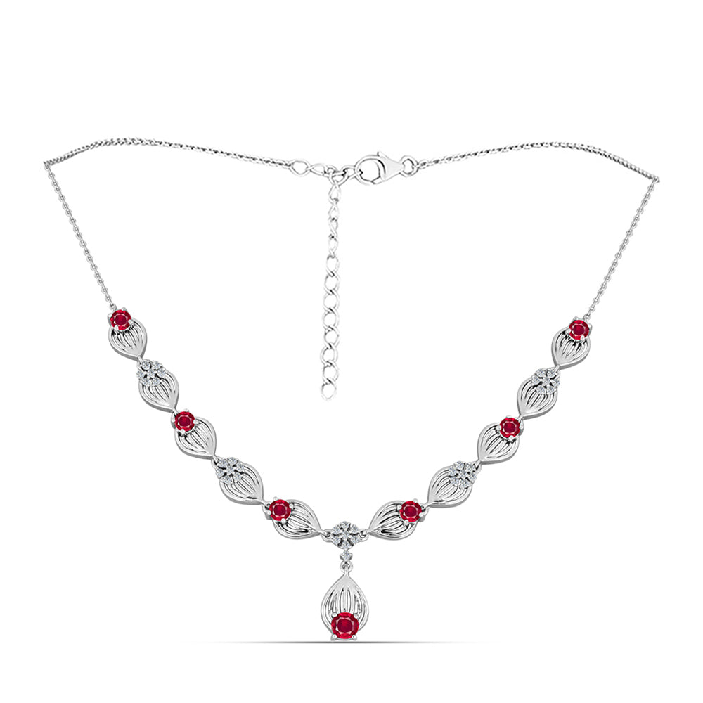 HopeaKaulakoru Malagassin Rubiinilla ja Valkoisella Topaasilla