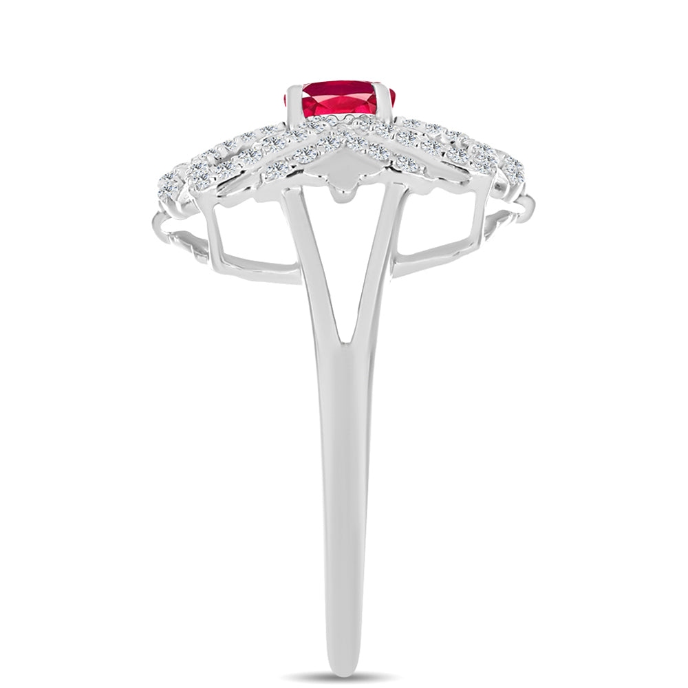 HopeaSormus Malagassin Rubiinilla ja Valkoisella Topaasilla