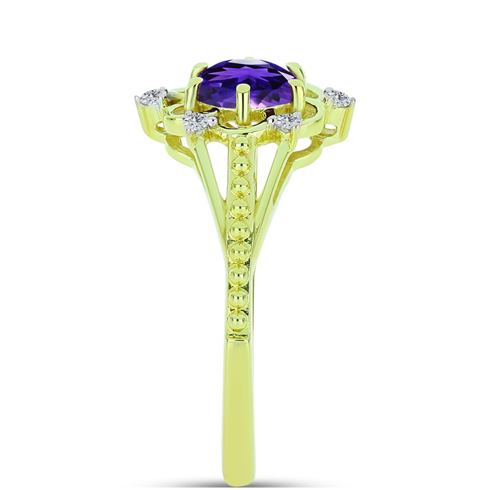 Kullattu hopeaSormus Marokon Ametistilla ja Valkoisella Topaasilla