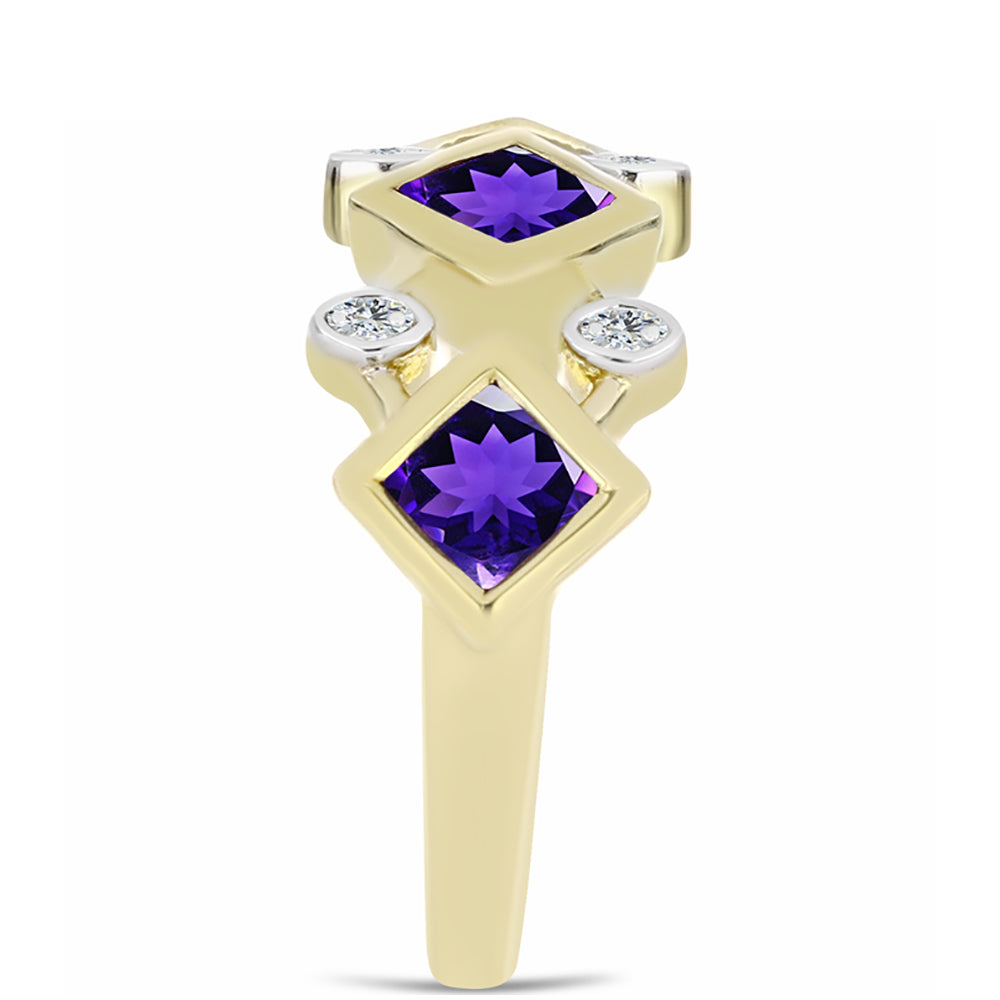 Kullattu hopeaSormus Marokon Ametistilla ja Valkoisella Topaasilla