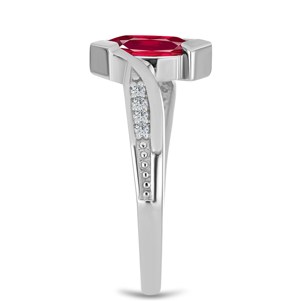 HopeaSormus Malagassin Rubiinilla ja Valkoisella Topaasilla