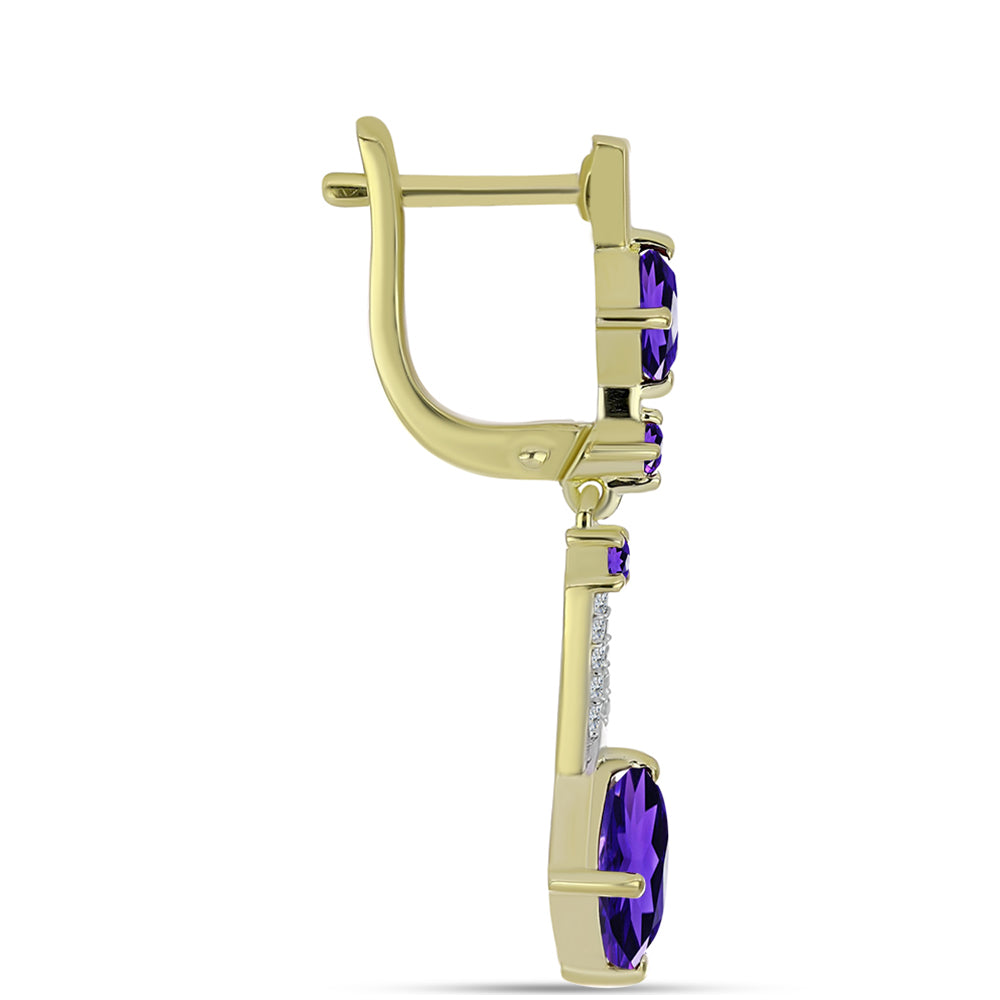 Kullatut hopeat Korvakorut Marokon Ametistilla ja Valkoisella Topaasilla