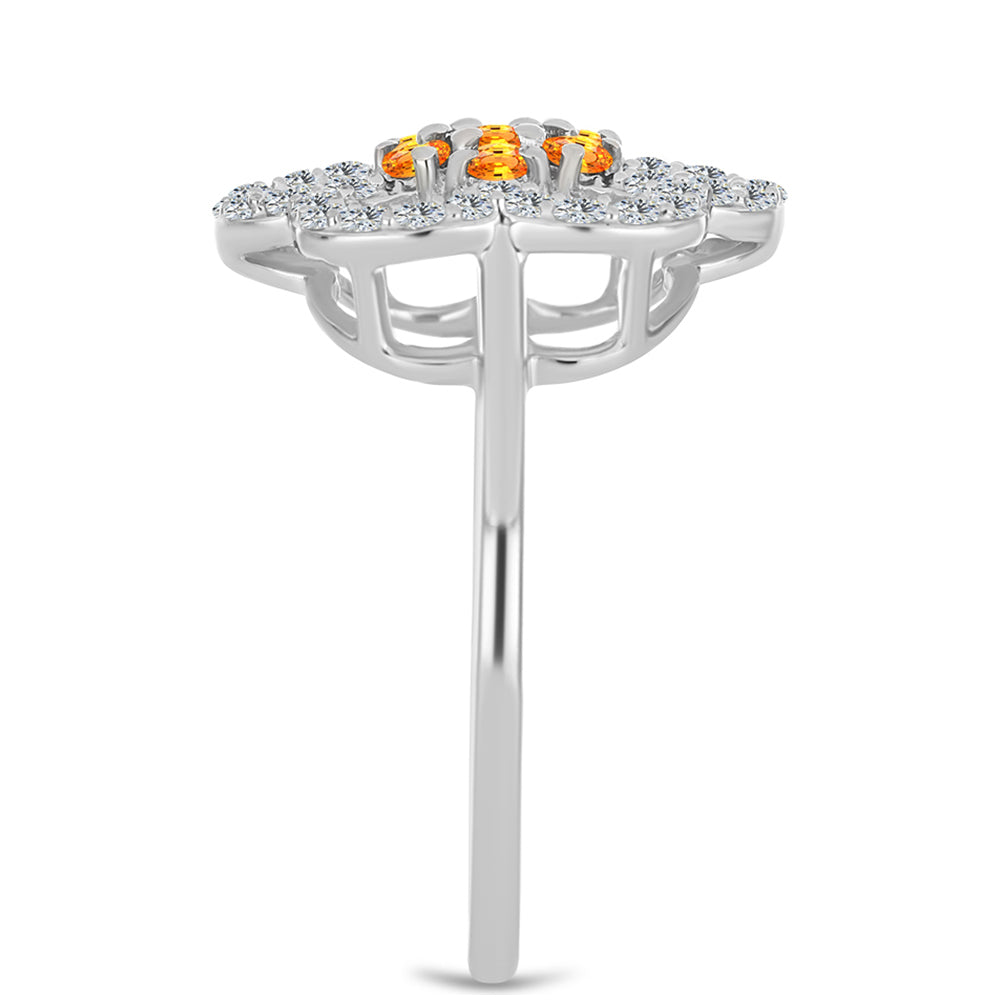 HopeaSormus Padparadschan Safiirilla ja Valkoisella Topaasilla