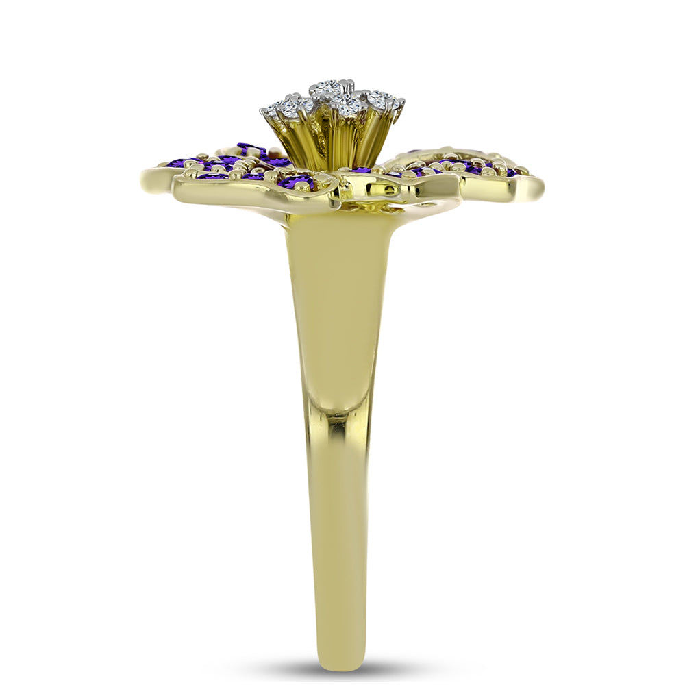 Kullattu hopeaSormus Marokon Ametistilla ja Valkoisella Topaasilla