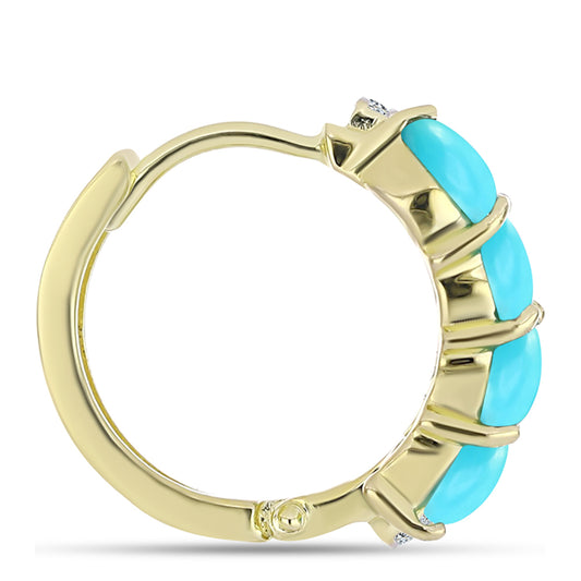 Kullatut hopeat Korvakorut Ruususen Turkoosilla ja Valkoisella Topaasilla