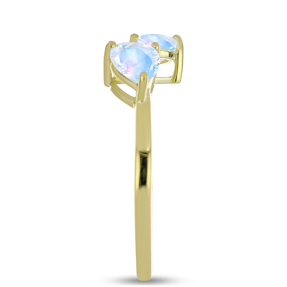 Kullattu hopeaSormus Sateenkaarikuukivellä ja Valkoisella Topaasilla