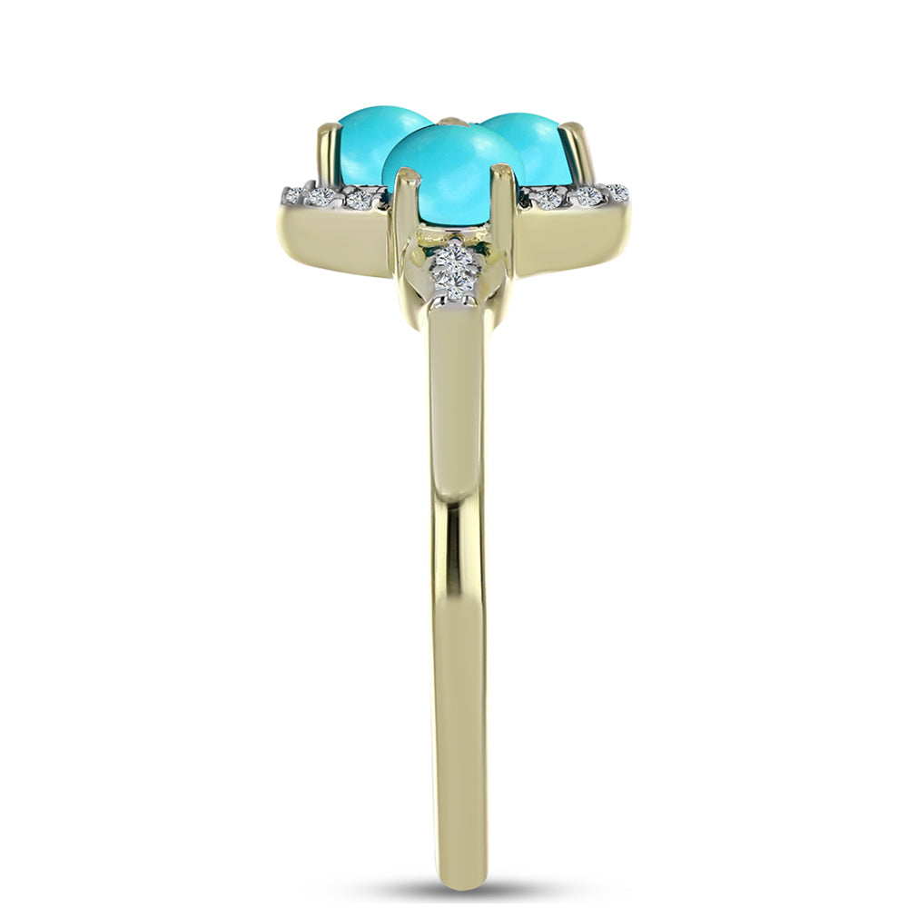 Kullattu hopeaSormus Ruususen Turkoosilla ja Valkoisella Topaasilla