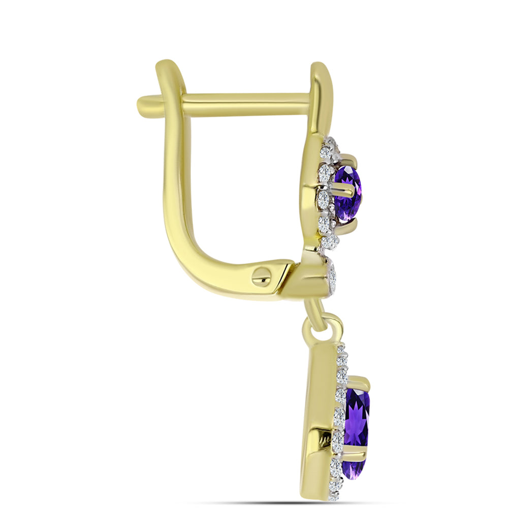 Kullatut hopeat Korvakorut Marokon Ametistilla ja Valkoisella Topaasilla