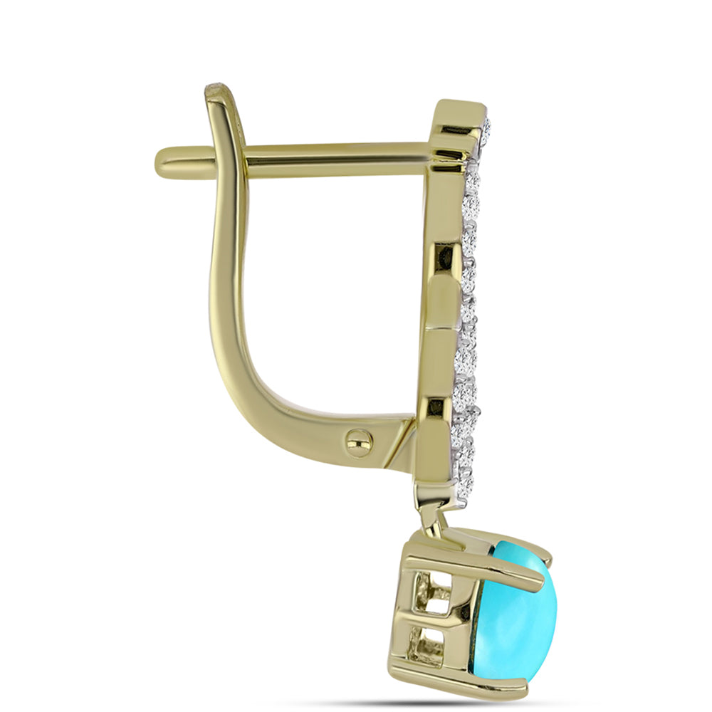 Kullatut hopeat Korvakorut Ruususen Turkoosilla ja Valkoisella Topaasilla