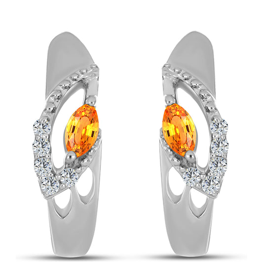 HopeaKorvakorut Padparadschan Safiirilla ja Valkoisella Topaasilla