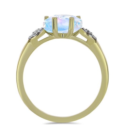 Kullattu hopeaSormus Sateenkaarikuukivellä ja Valkoisella Topaasilla