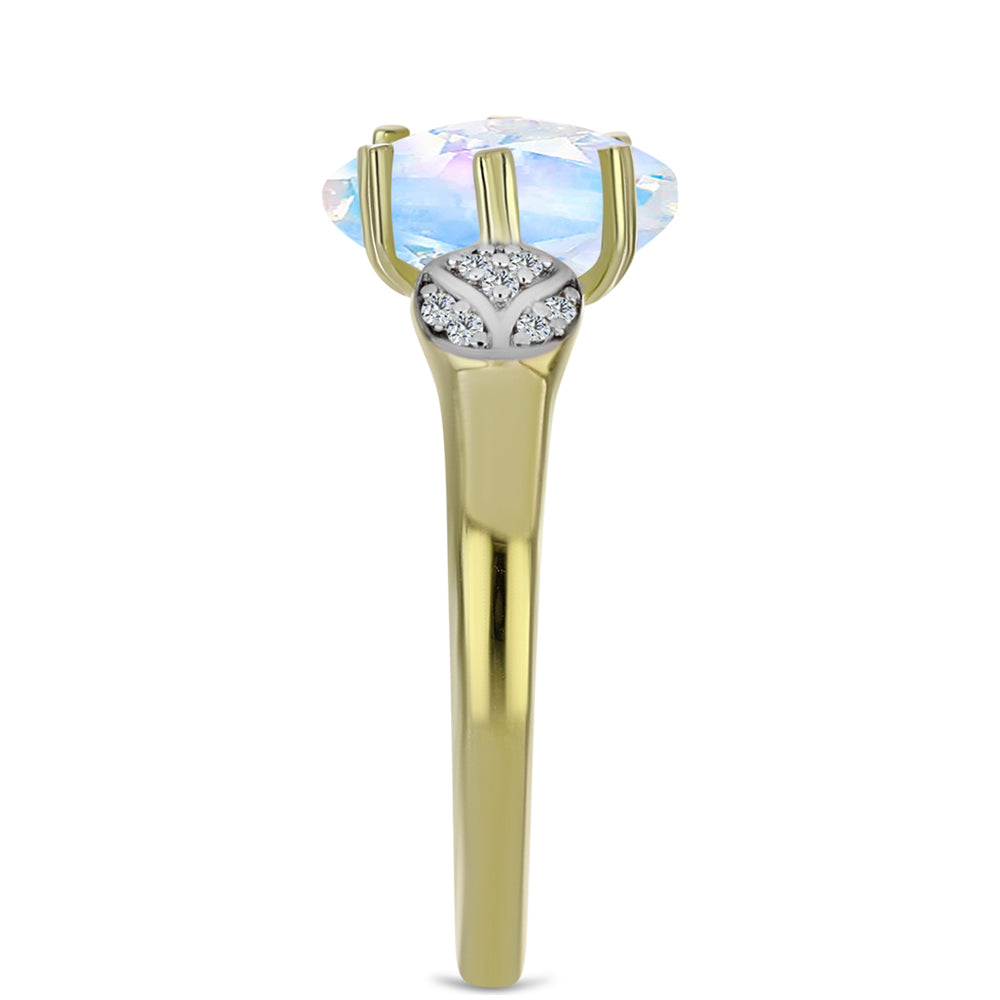 Kullattu hopeaSormus Sateenkaarikuukivellä ja Valkoisella Topaasilla