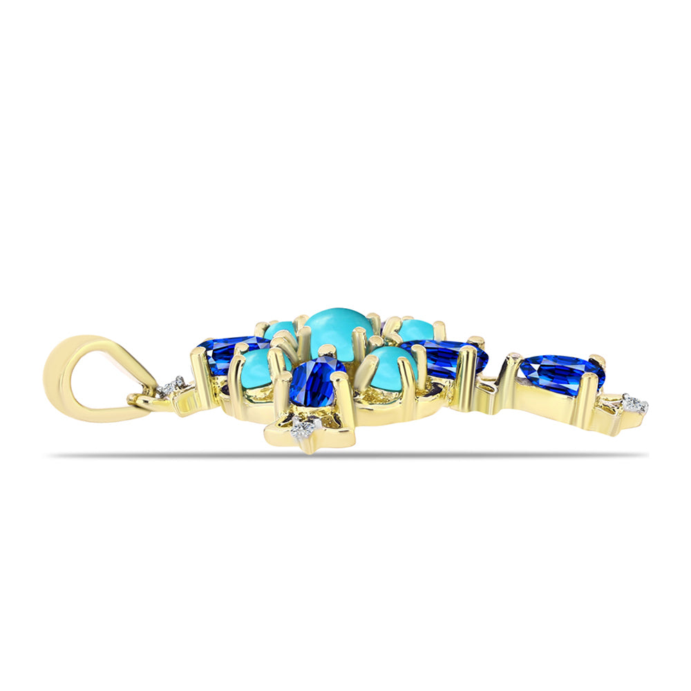 Kullattu hopeaRiipus Ruususen Turkoosilla ja Australialaisella Sinisellä Safiirilla