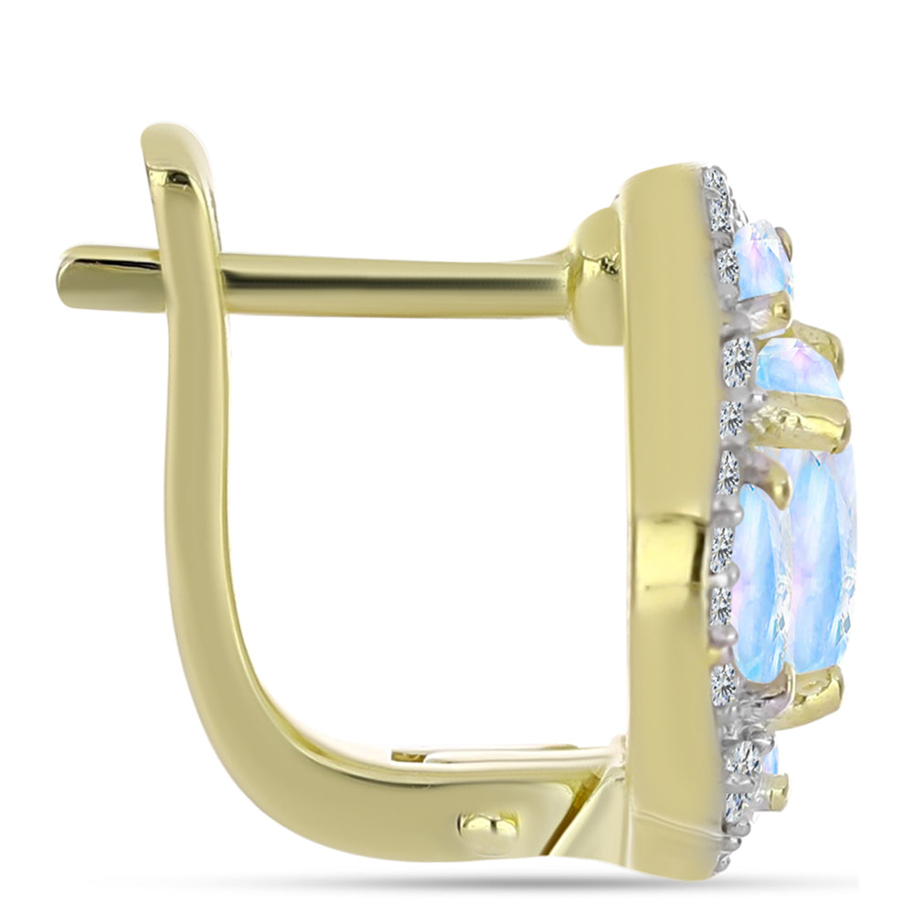 Kullatut hopeat Korvakorut Sateenkaarikuukivellä