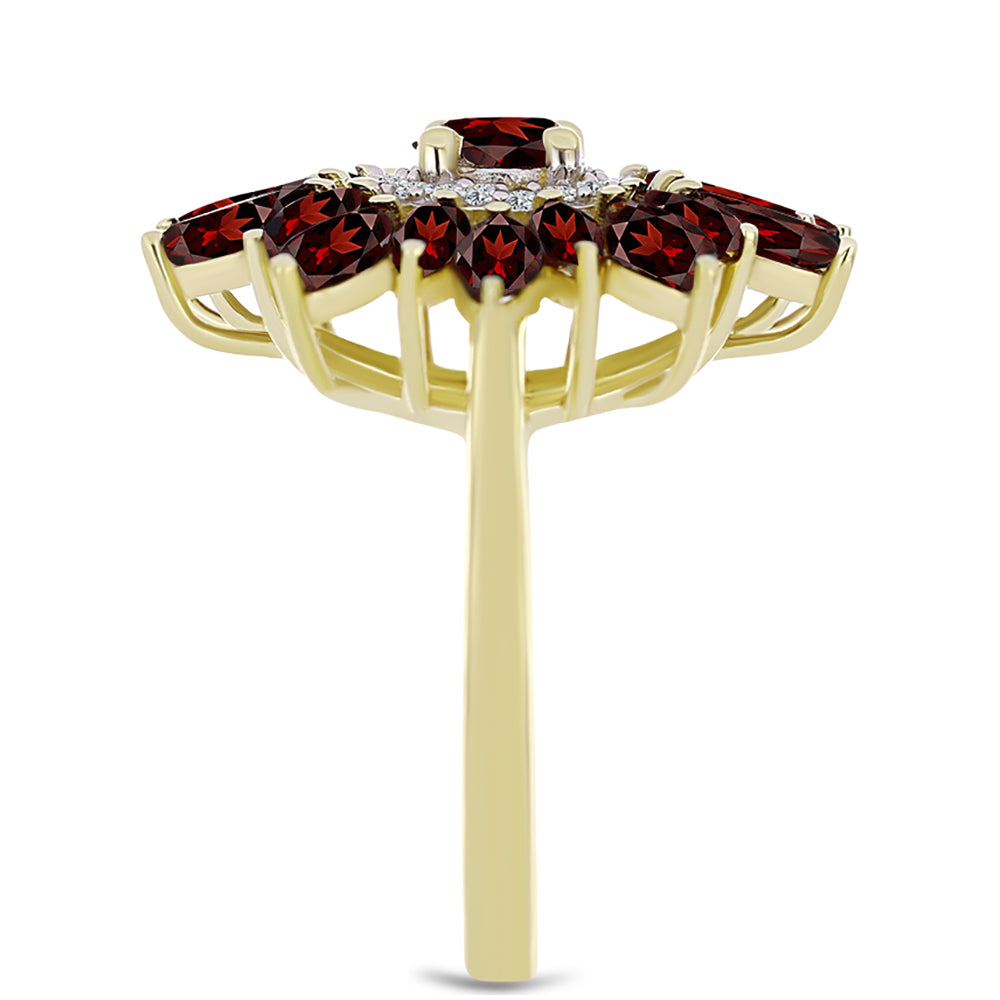 Kullattu hopeaSormus Barton Granaatilla ja Valkoisella Topaasilla