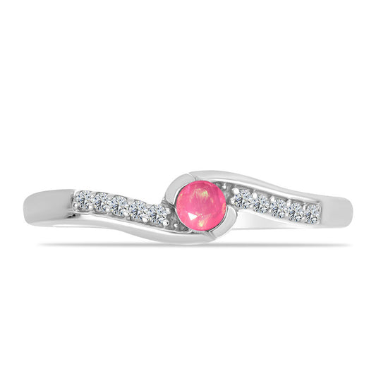 HopeaSormus Lega Dembin Vaaleanpunaisella Opaalilla ja Valkoisella Topaasilla