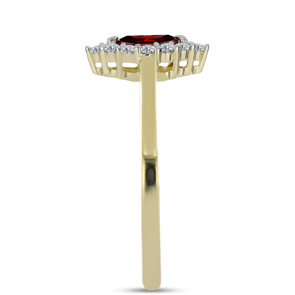 Kullattu hopeaSormus Barton Granaatilla ja Valkoisella Topaasilla