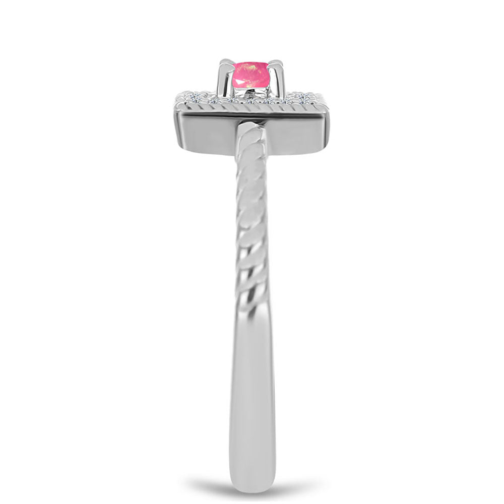 HopeaSormus Lega Dembin Vaaleanpunaisella Opaalilla ja Valkoisella Topaasilla