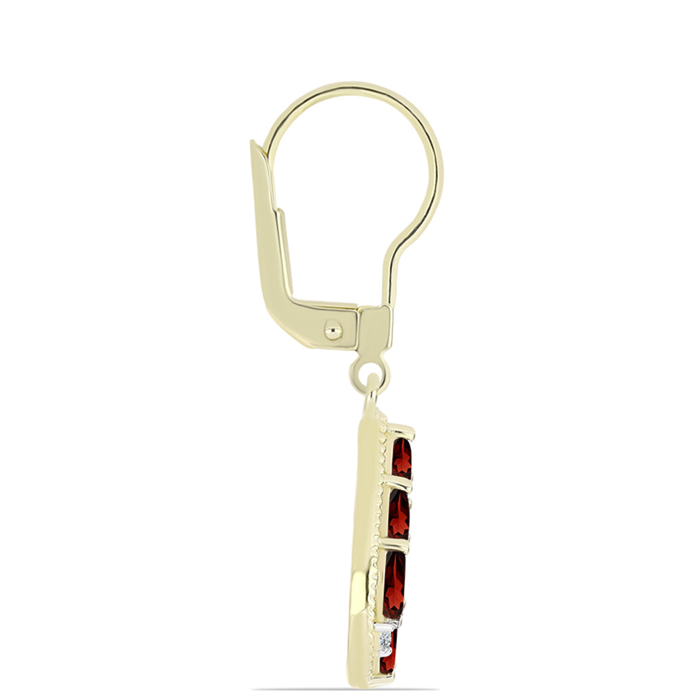 Kullatut hopeat Korvakorut Barton Granaatilla ja Valkoisella Topaasilla