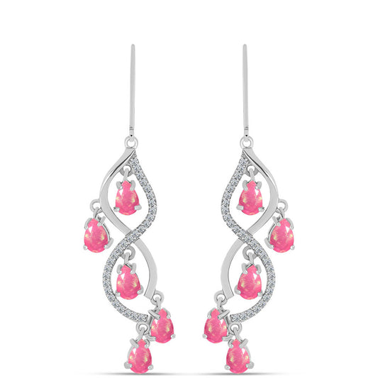 HopeaKorvakorut Lega Dembin Vaaleanpunaisella Opaalilla ja Valkoisella Topaasilla