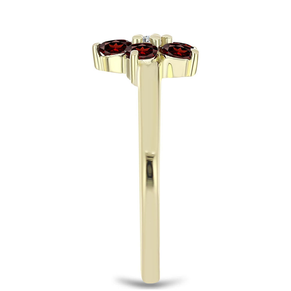 Kullattu hopeaSormus Barton Granaatilla ja Valkoisella Topaasilla