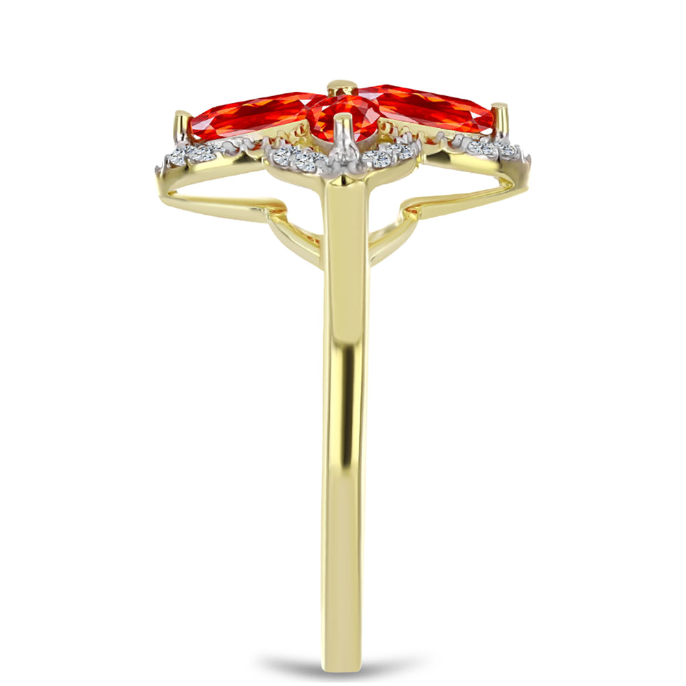 Kullattu hopeaSormus Punaisella Etiopialaisella Lega Dembi Opaalilla ja Valkoisella Topaasilla