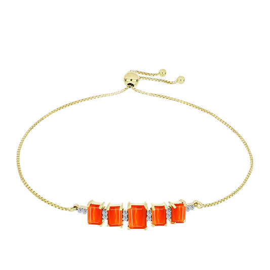 Kullattu hopeaRannekoru Punaisella Etiopialaisella Lega Dembi Opaalilla ja Valkoisella Topaasilla