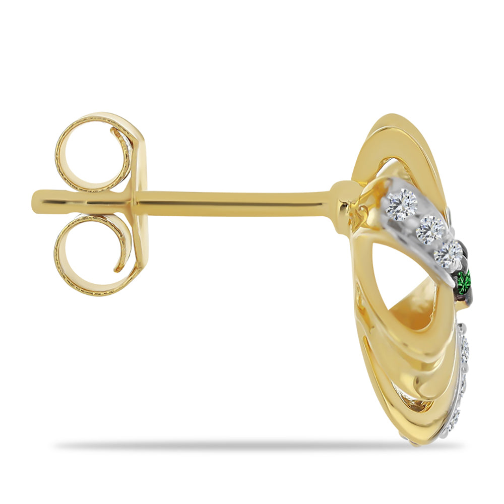 Kullatut hopeat Korvakorut Vihreällä Timantilla ja Valkoisella Zirkonilla