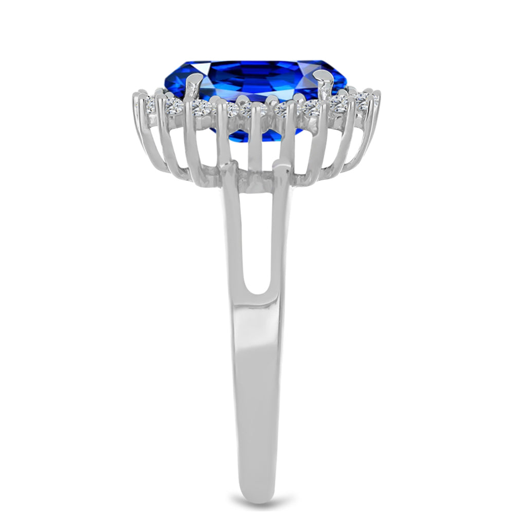 HopeaSormus Keinotekoisella Safiirilla ja Valkoisella Zirkonilla