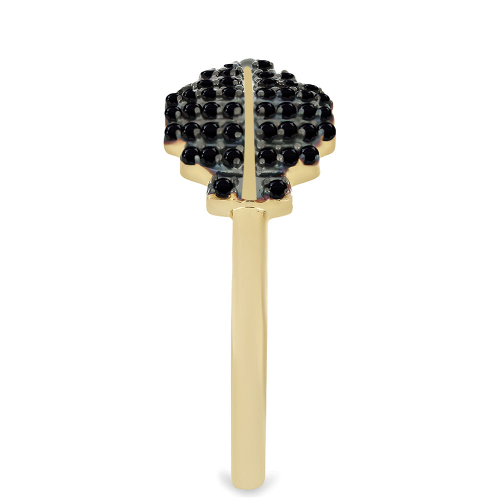 Kullattu hopeaSormus Vuoristo-Badahšanin Mustalla Spinellillä