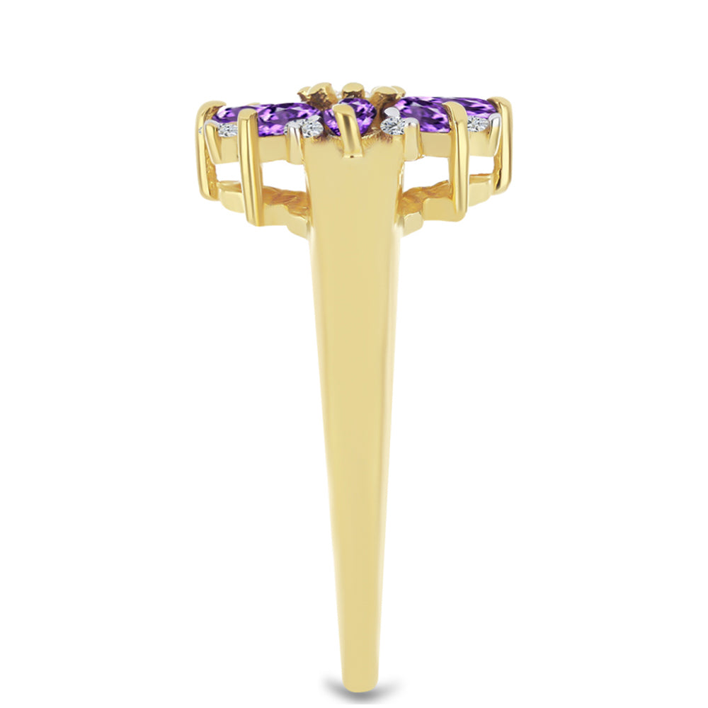 Kullattu hopeaSormus Marokon Ametistilla ja Valkoisella Zirkonilla