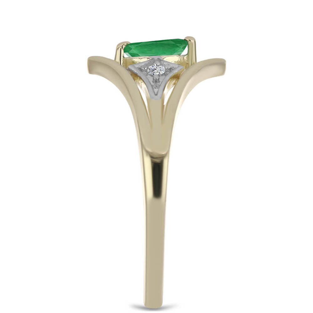 Kullattu hopeaSormus Brasilian Smaragdilla ja Valkoisella Zirkonilla