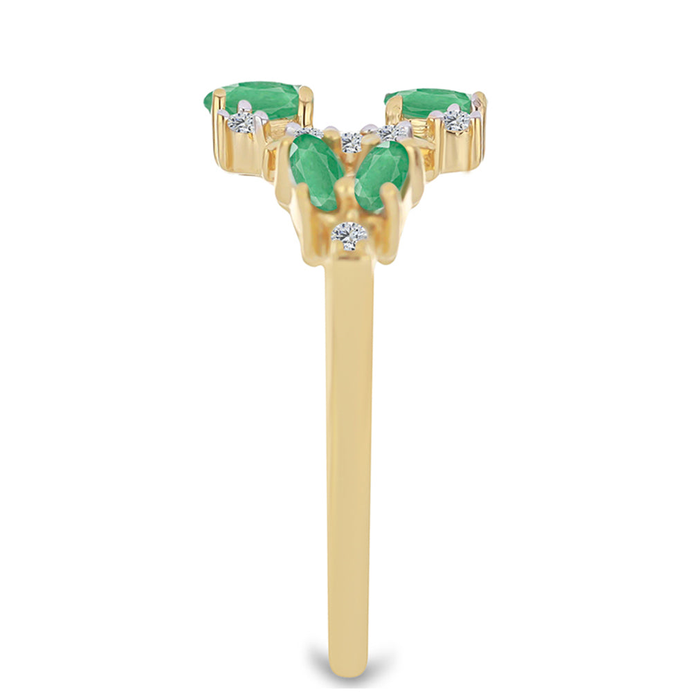 Kullattu hopeaSormus Brasilian Smaragdilla ja Valkoisella Zirkonilla