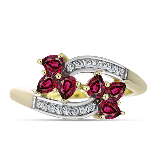 Kullattu hopeaSormus Rodoliitti Granaatilla ja Valkoisella Topaasilla