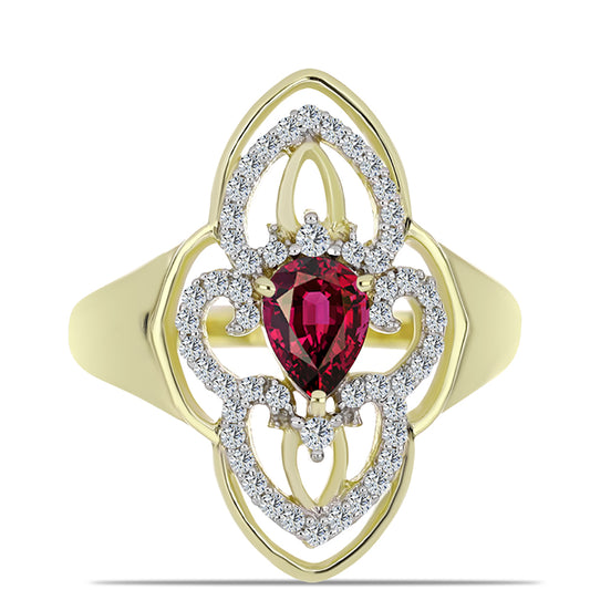 Kullattu hopeaSormus Rodoliitti Granaatilla ja Valkoisella Topaasilla