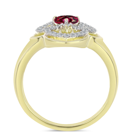 Kullattu hopeaSormus Rodoliitti Granaatilla ja Valkoisella Topaasilla