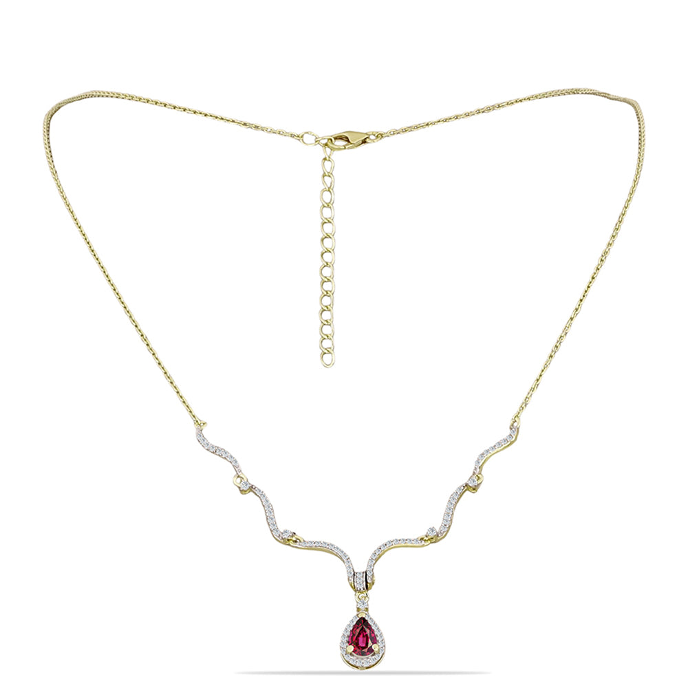 Kullattu hopeaKaulakoru Rodoliitti Granaatilla ja Valkoisella Topaasilla