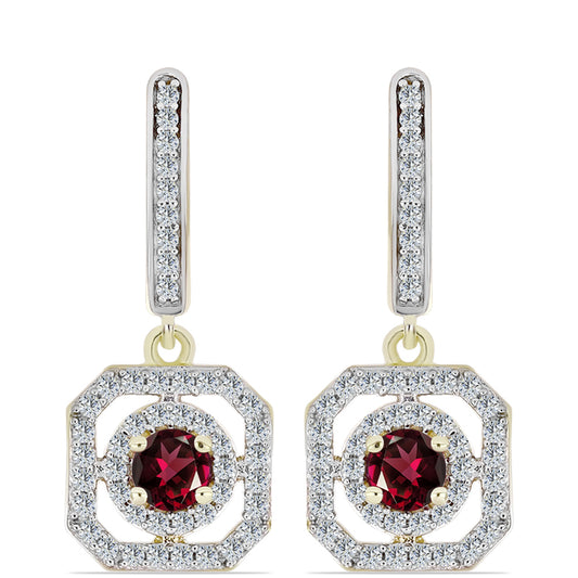 Kullatut hopeat Korvakorut Rodoliitti Granaatilla ja Valkoisella Topaasilla