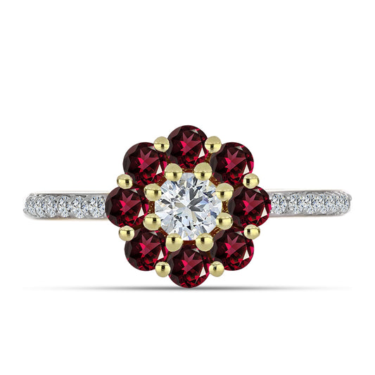 Kullattu hopeaSormus Rodoliitti Granaatilla ja Valkoisella Topaasilla