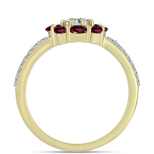 Kullattu hopeaSormus Rodoliitti Granaatilla ja Valkoisella Topaasilla