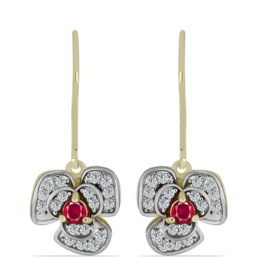 Kullatut hopeat Korvakorut Malagassin Rubiinilla ja Valkoisella Topaasilla